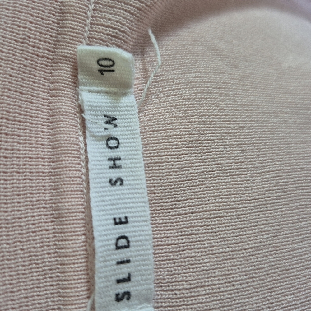 Slide Show Soft Pink Self Tie Sweater Wide Lapel Size 10 - Picture 3 of 9